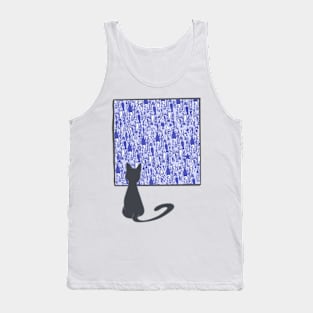 Mr.Black Cat and the school of blue fish Tank Top